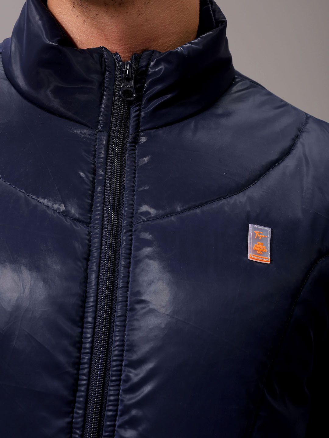The Indian Garage Co Men High Neck Solid Puffer Jacket