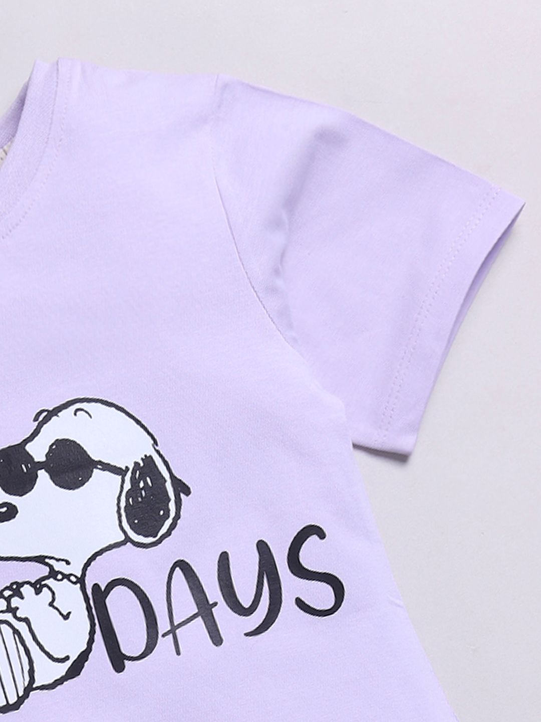 Happy Faces Girls Snoopy Dog Printed Pure Cotton Longline T-shirt
