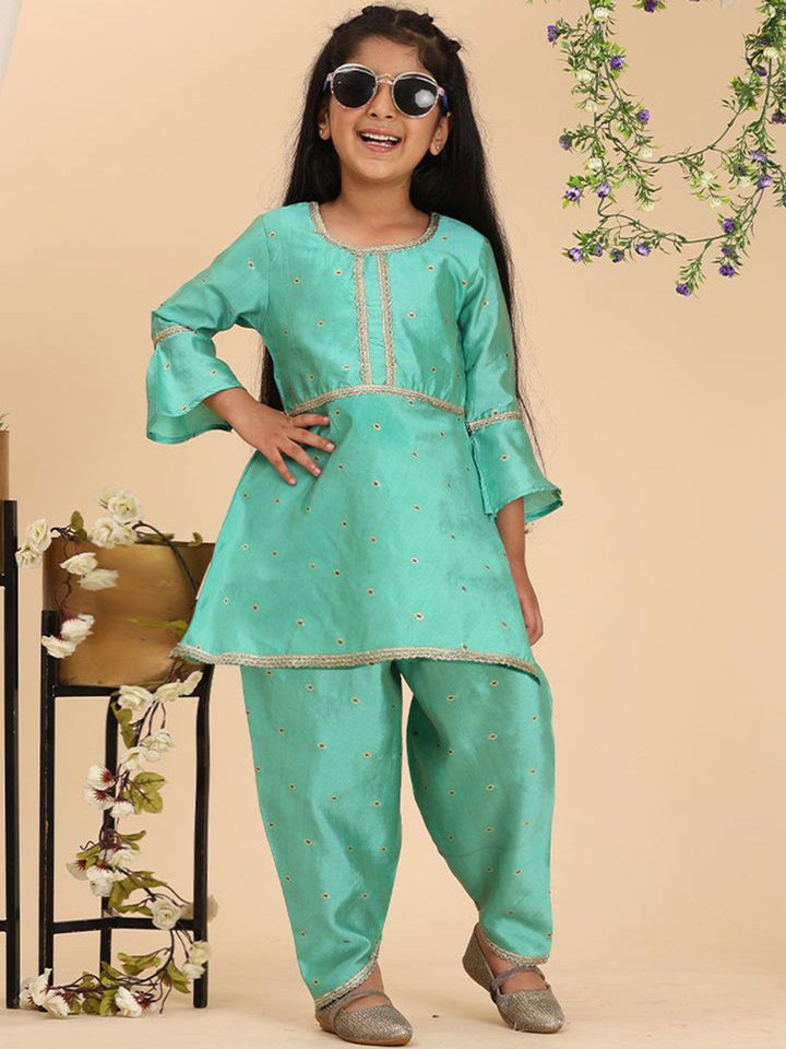 Cutiekins Girls Empire Gotta Patti Kurta with Dhoti Pants