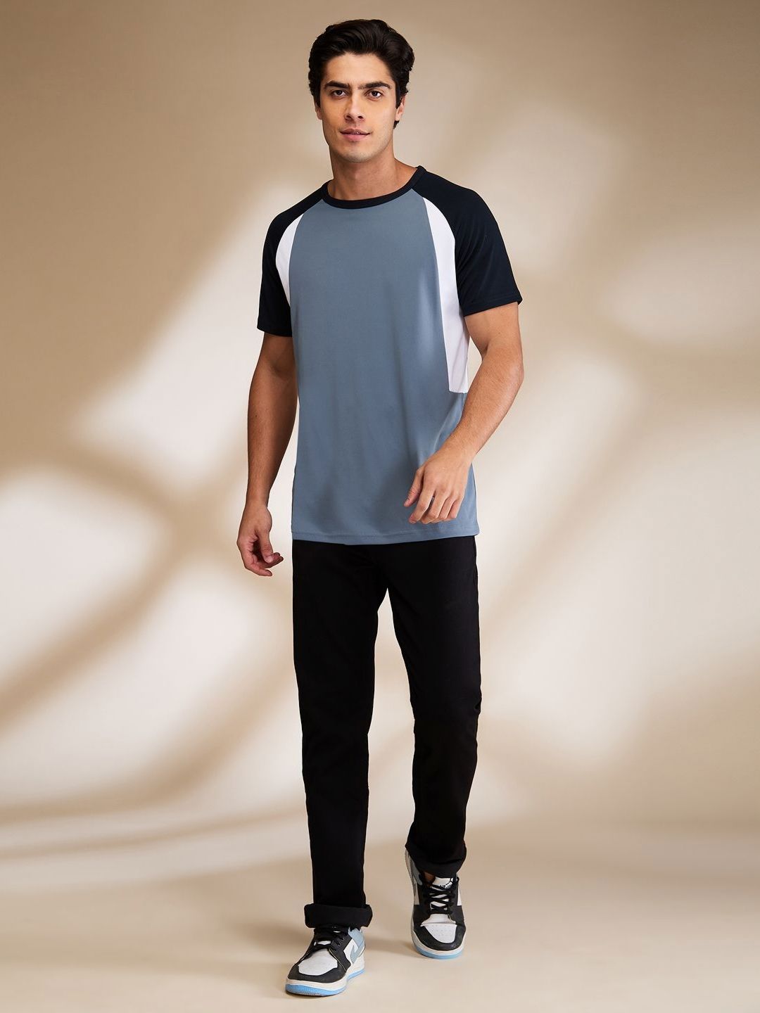 Being Human Men Colourblocked Round Neck Cotton T-shirt