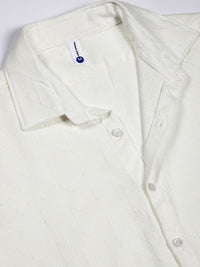 Thomas Scott Men Premium Spread Collar Textured Solid Slim Fit Casual Shirt