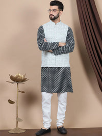 Anouk Green Ethnic Motifs Embroidered Straight Thread Work Pure Cotton Kurta with Churidar