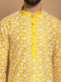 Anouk Floral Embroidered Regular Silk Straight Thread Work Kurta with Churidar