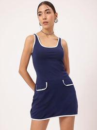 DressBerry Babydoll Bliss Mock-Pockets Sleeveless Mini Dress