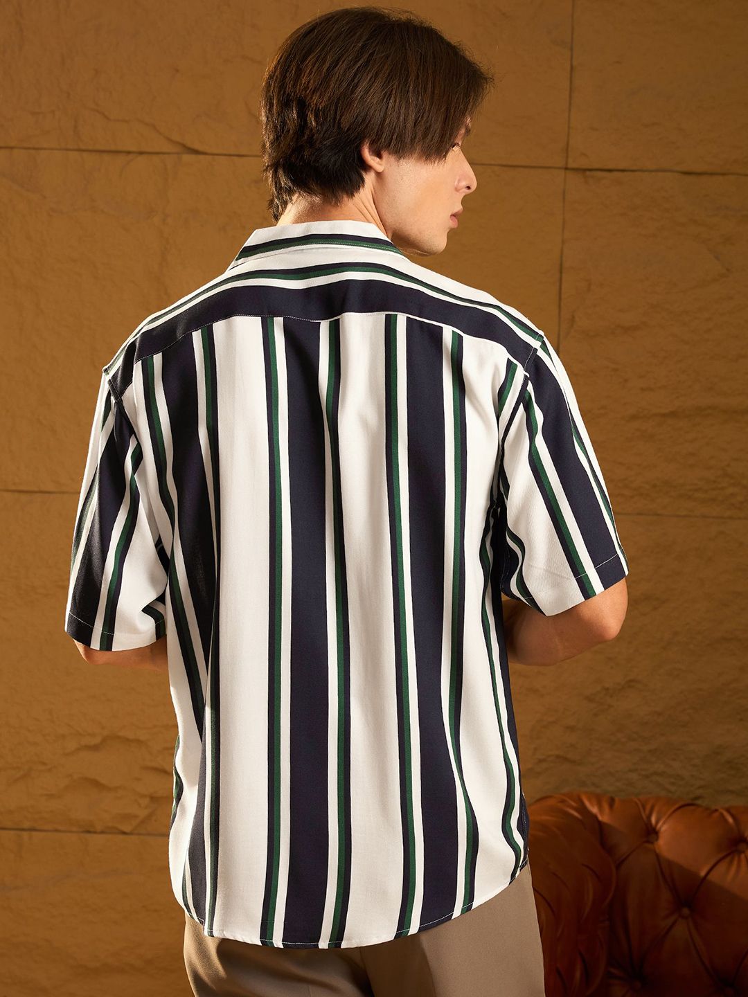 DENNISON Vertical Striped Drop Shoulder Oversized Shirt