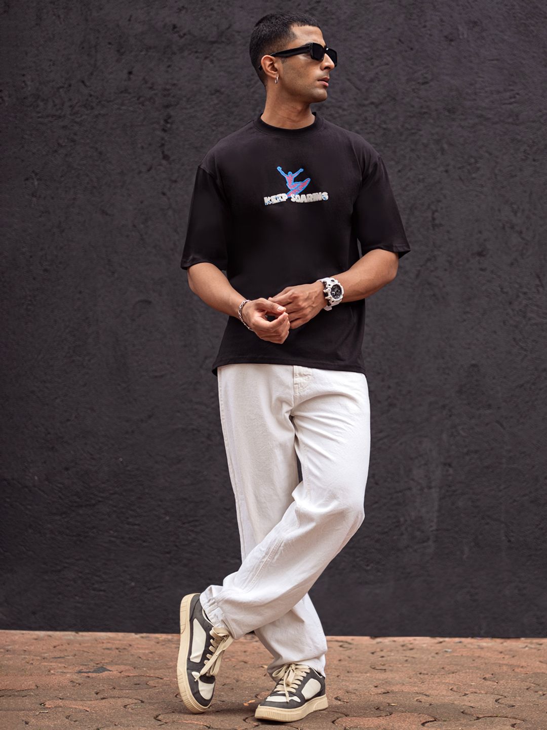 Powerlook Men Graphic Printed Round Neck Cotton Oversized T-shirt