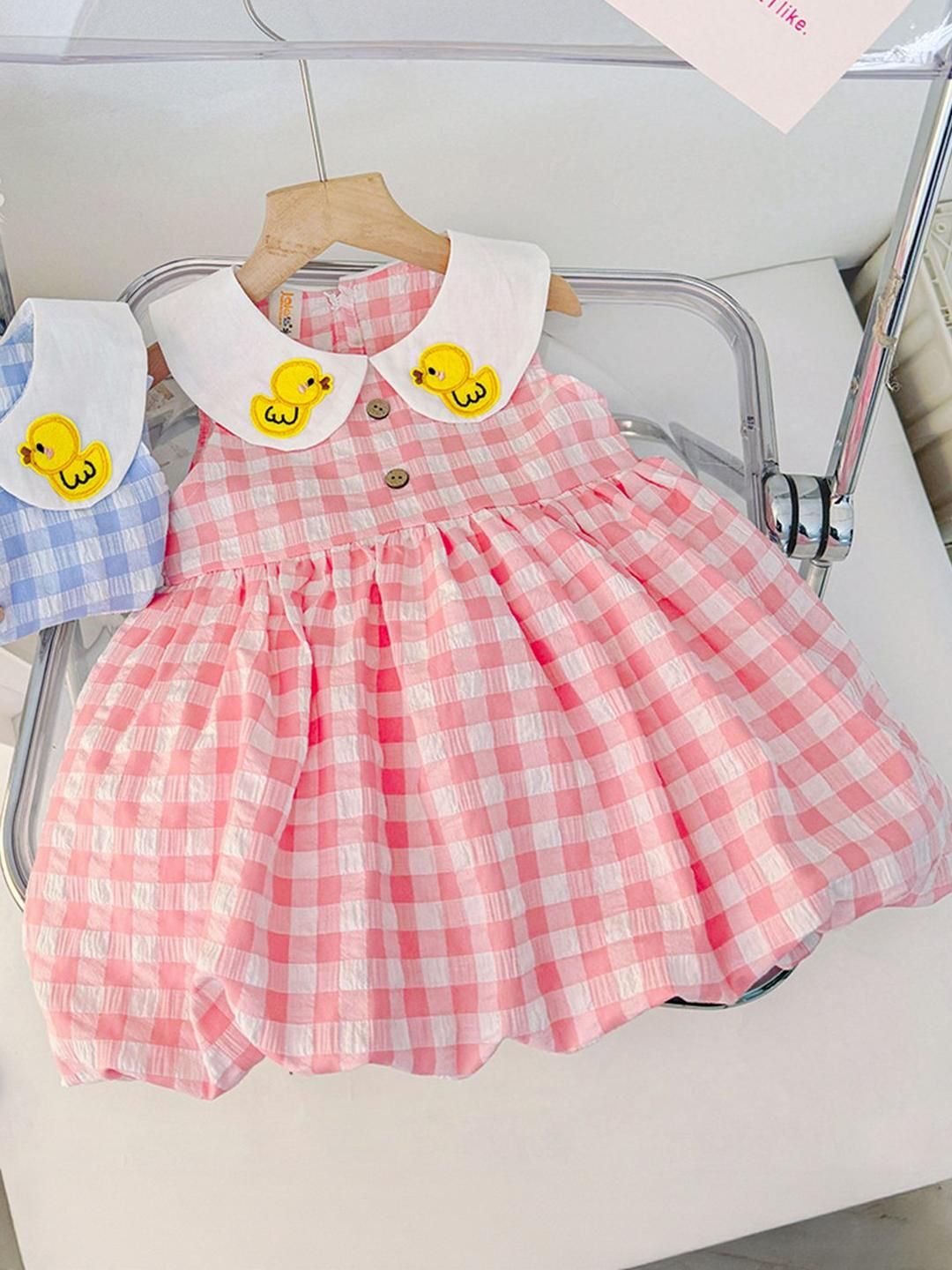 YK Checked Fit & Flare Dress