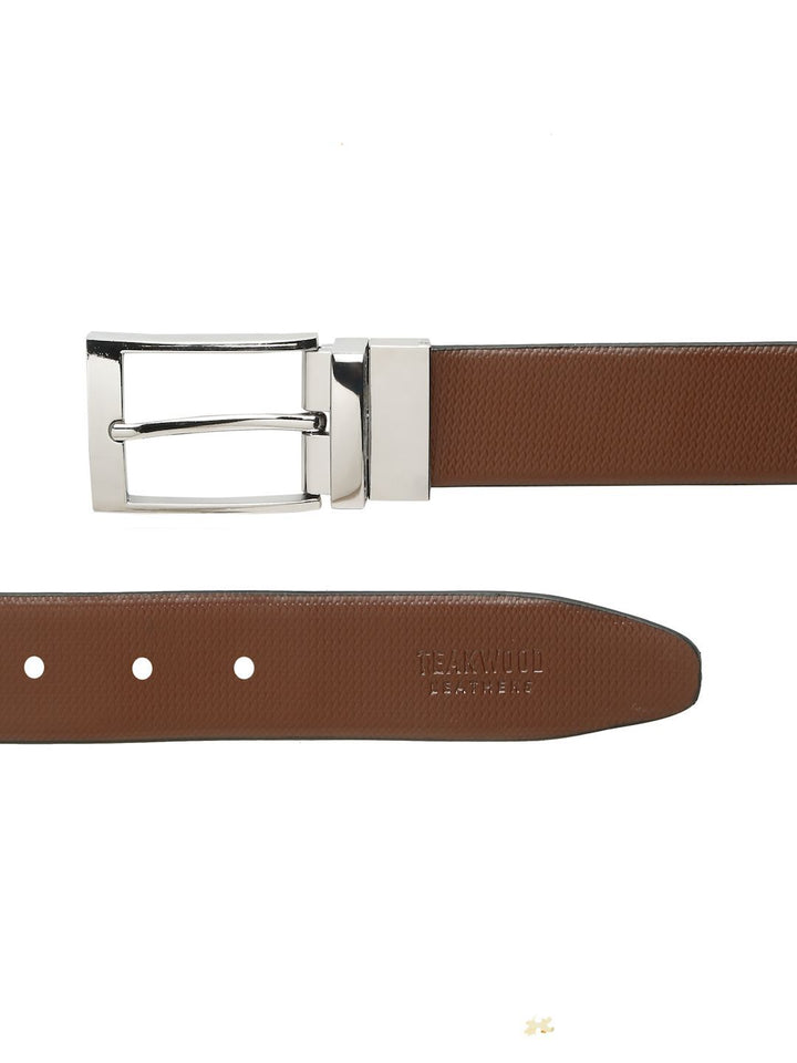 Teakwood Leathers Men Textured Leather Reversible Formal Belt