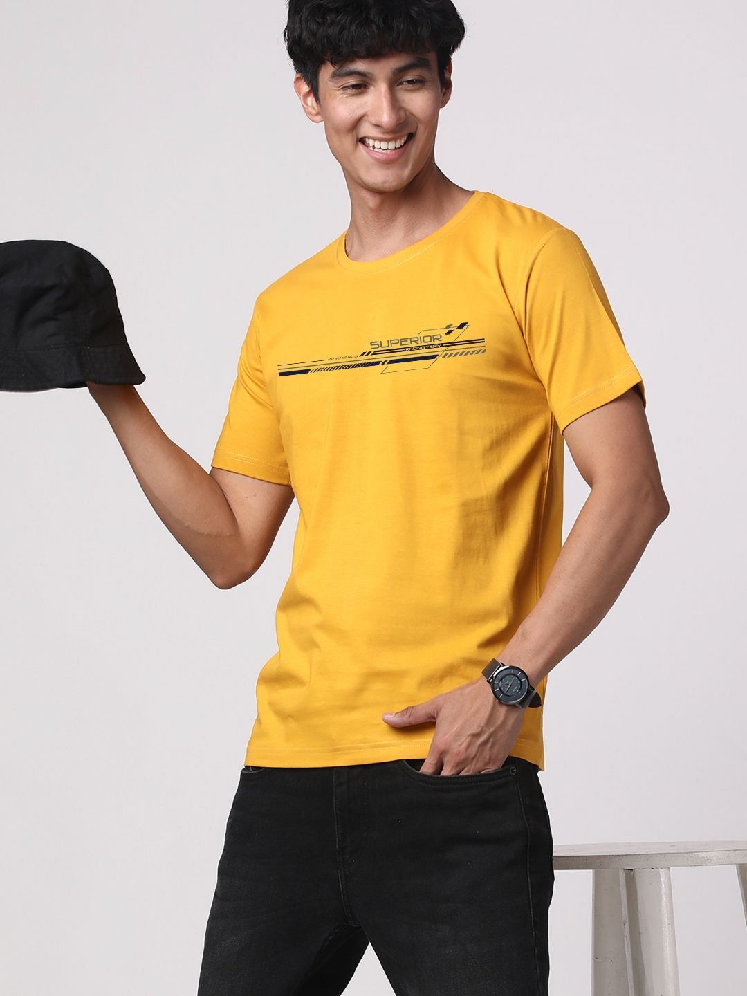 ADRO Men Graphic Printed Round Neck Cotton T-shirt