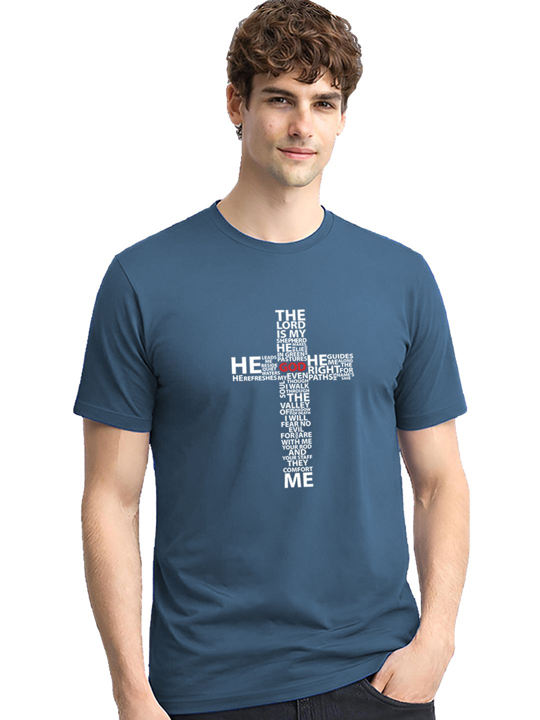 ADRO Typography Printed Round Neck Short Sleeves Regular Fit Pure Cotton T-shirt