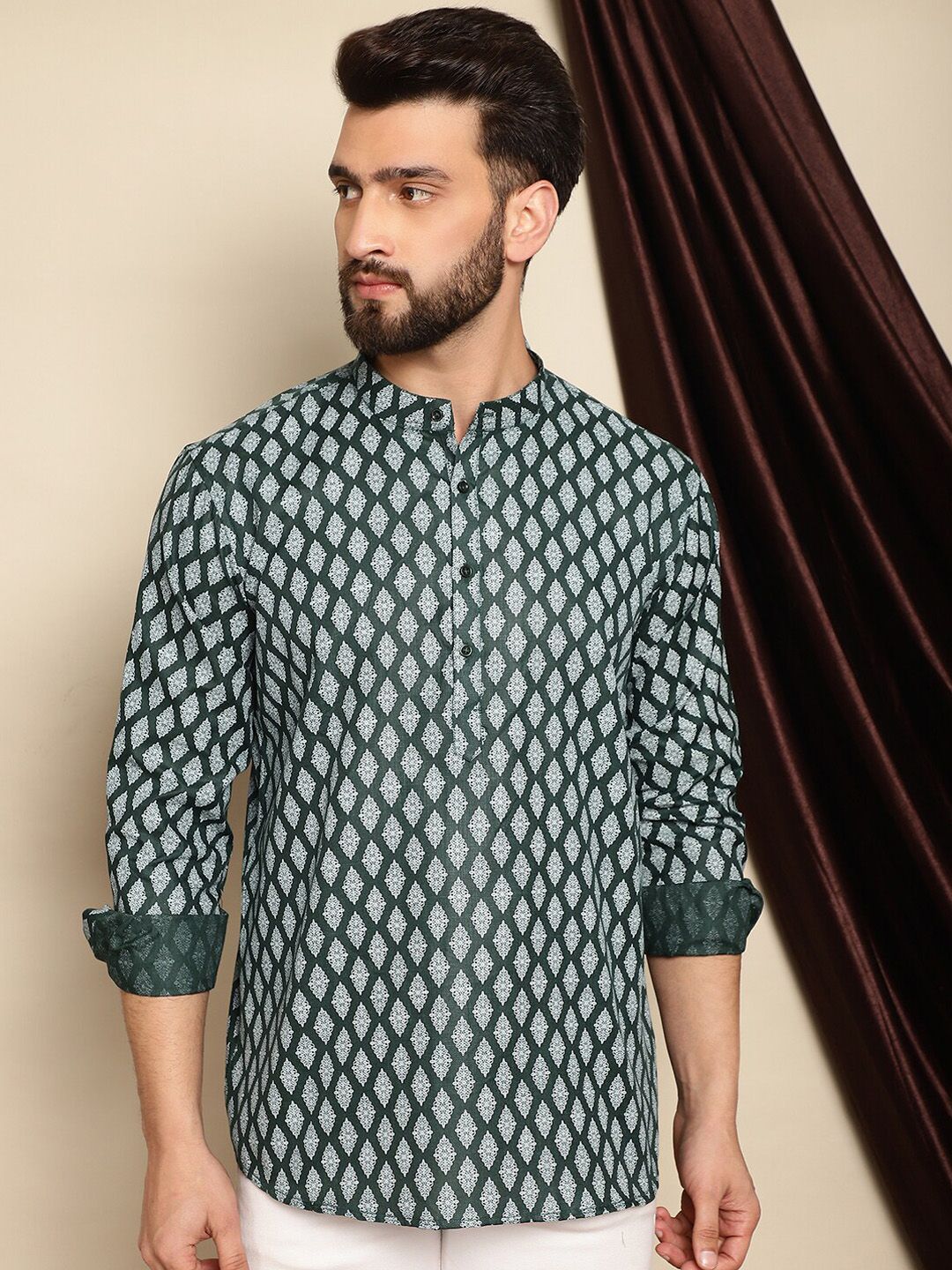 Anouk Ethnic Motifs Printed Thread Work Short Kurta