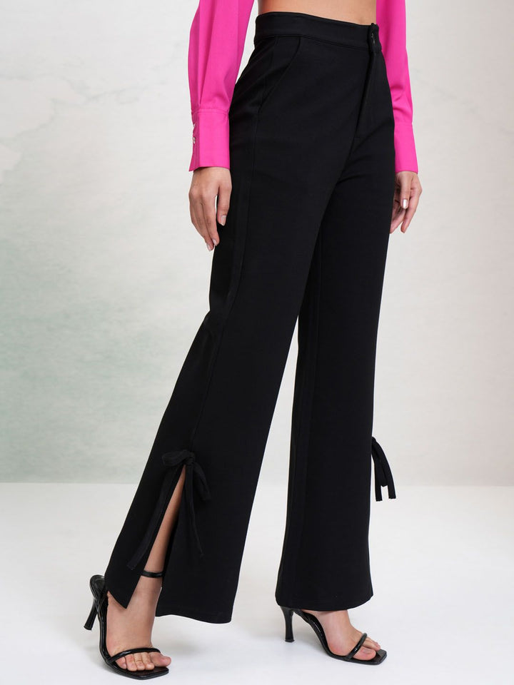 Tokyo Talkies Women Solid Hi-Waist Bootcut Pants Trousers