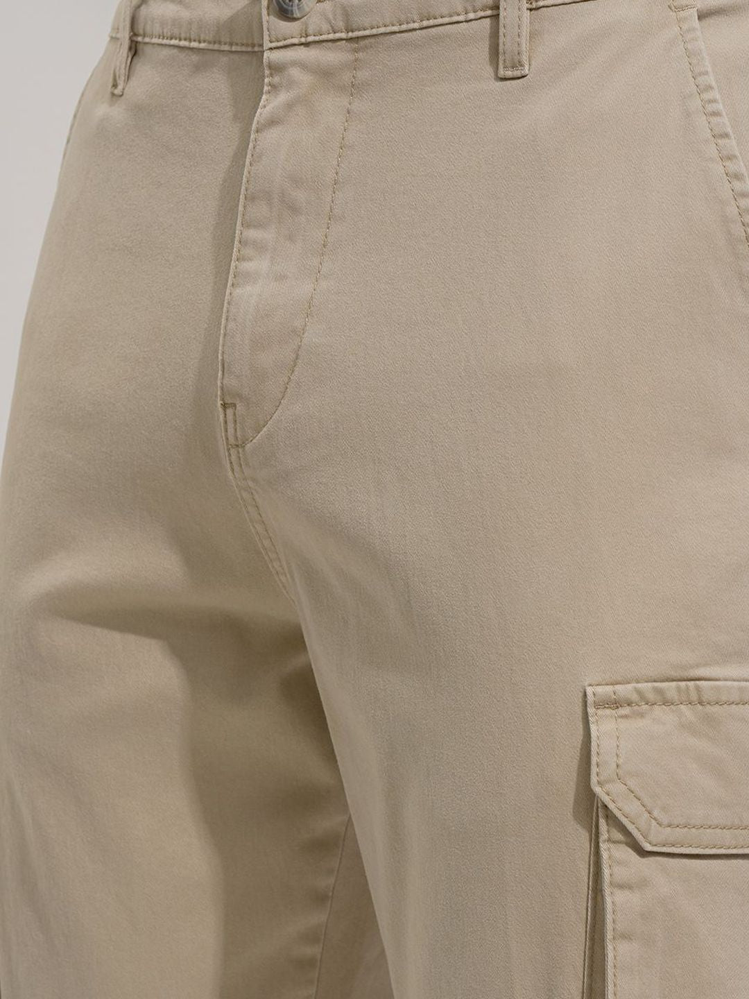 HIGHLANDER Men Comfort Regular Fit Cotton Cargos Trousers