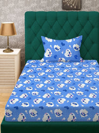 Myntra Elegant Homes Blue 400 TC Pure Cotton Fitted Single Bedsheet Set 2.25 m x 1.5 m