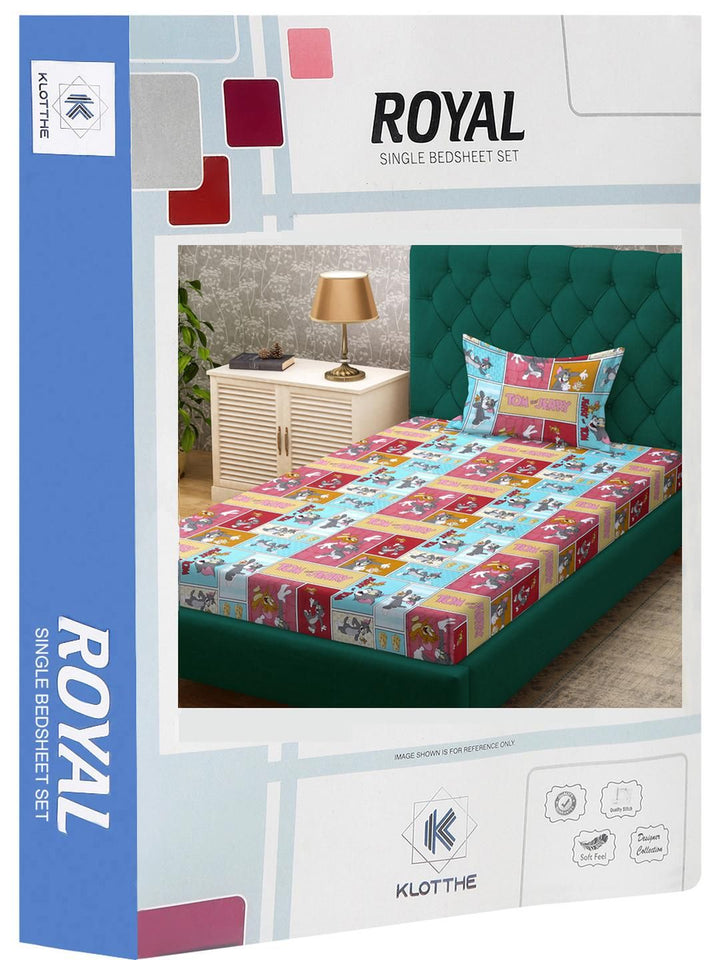 KLOTTHE Multi Cartoon Characters Cotton Single Bedsheets
