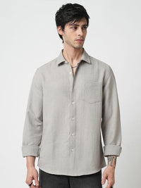 VASTRADO Men Classic Spread Collar Textured Slim Fit Casual Shirt