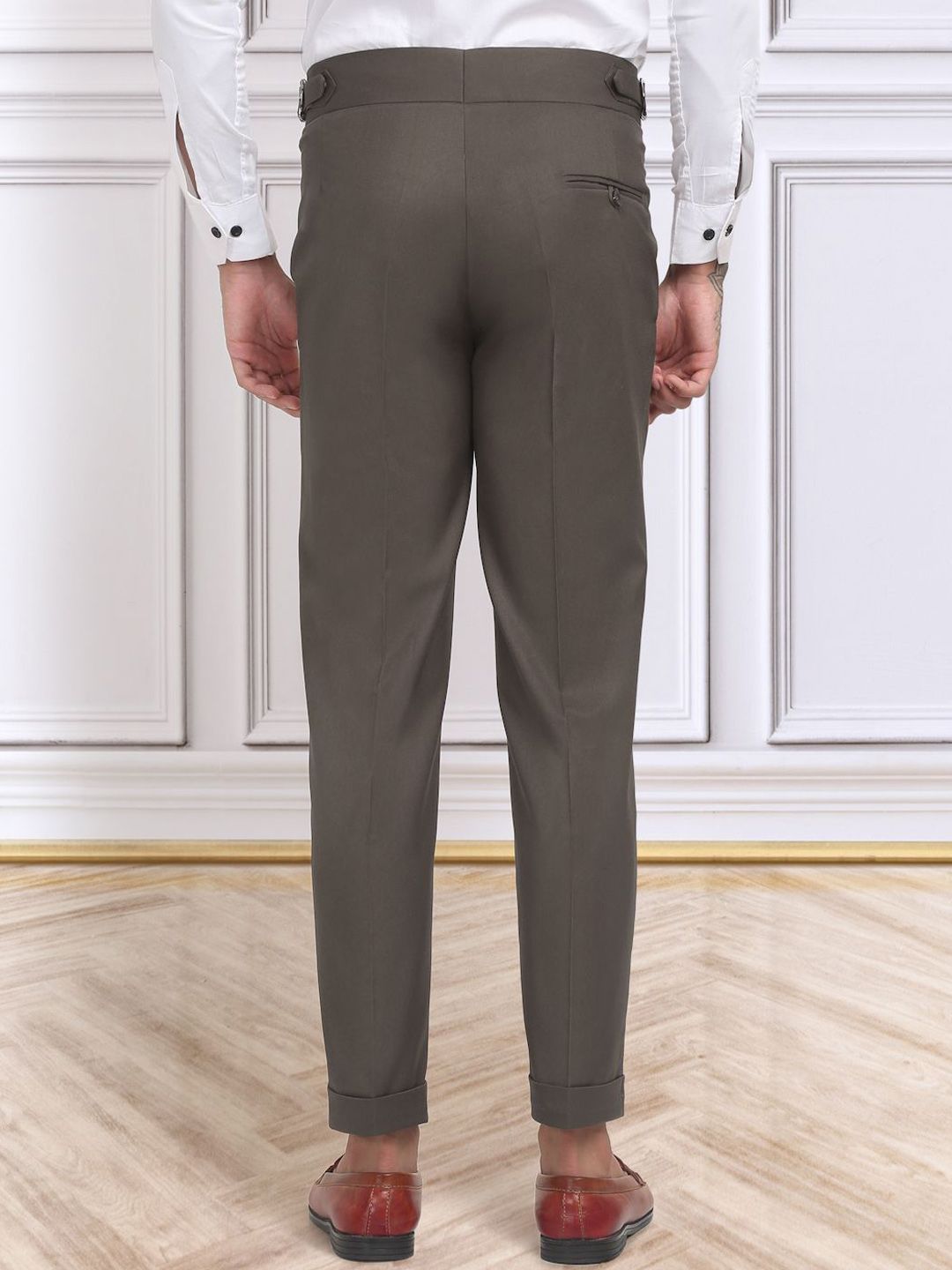 KLOTTHE Men's Brown Slim Fit Gurkha Pants