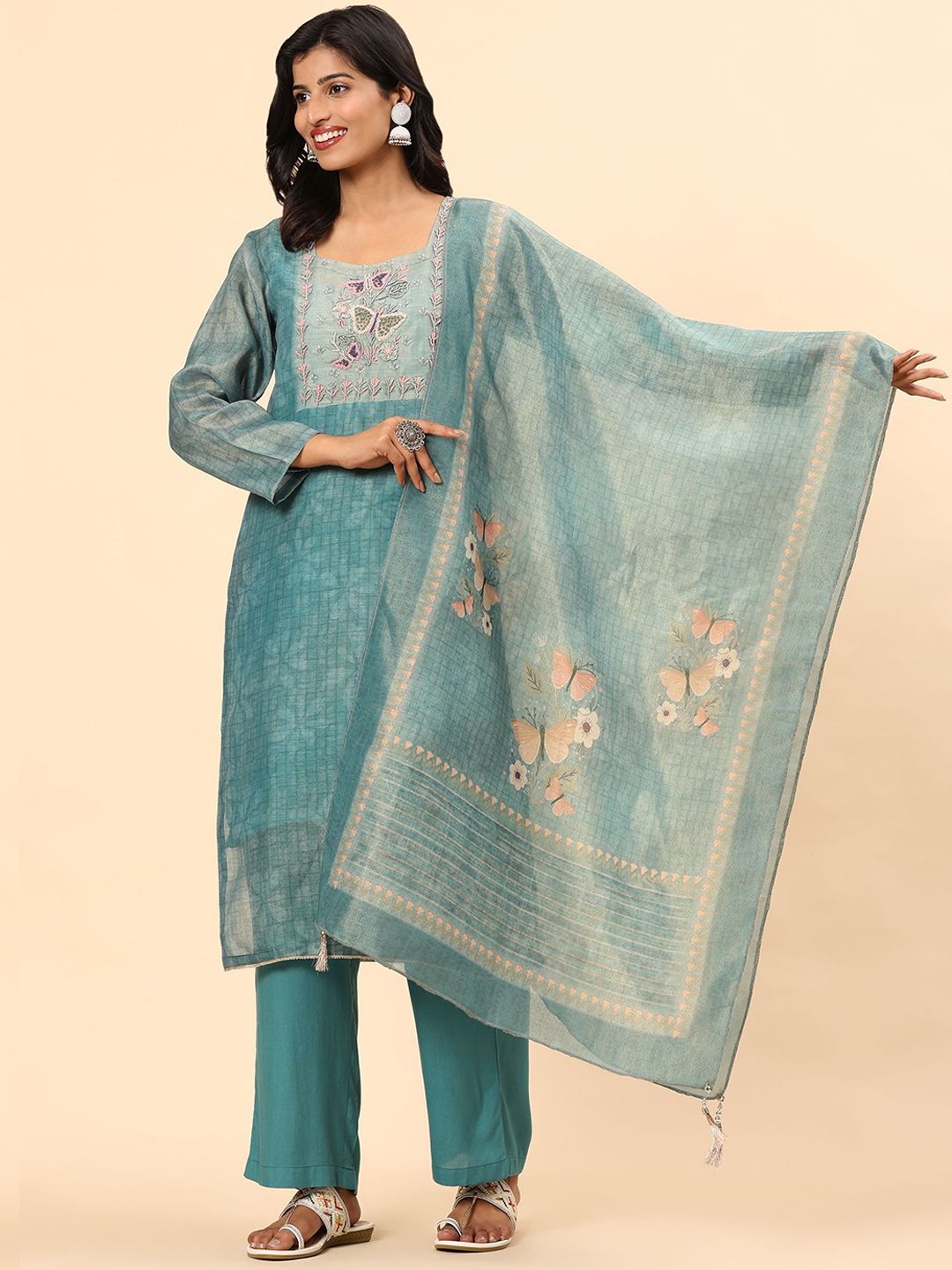 Mamicha Women Ethnic Motifs Printed Regular Pure Cotton Kurta with Palazzos & With Dupatta