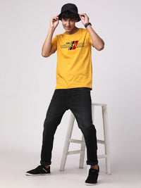 ADRO Men Typography Printed Pure Cotton Round Neck T-shirt