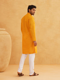 SOJANYA Geometric Embroidered Mandarin Collar Pure Cotton Straight Kurta