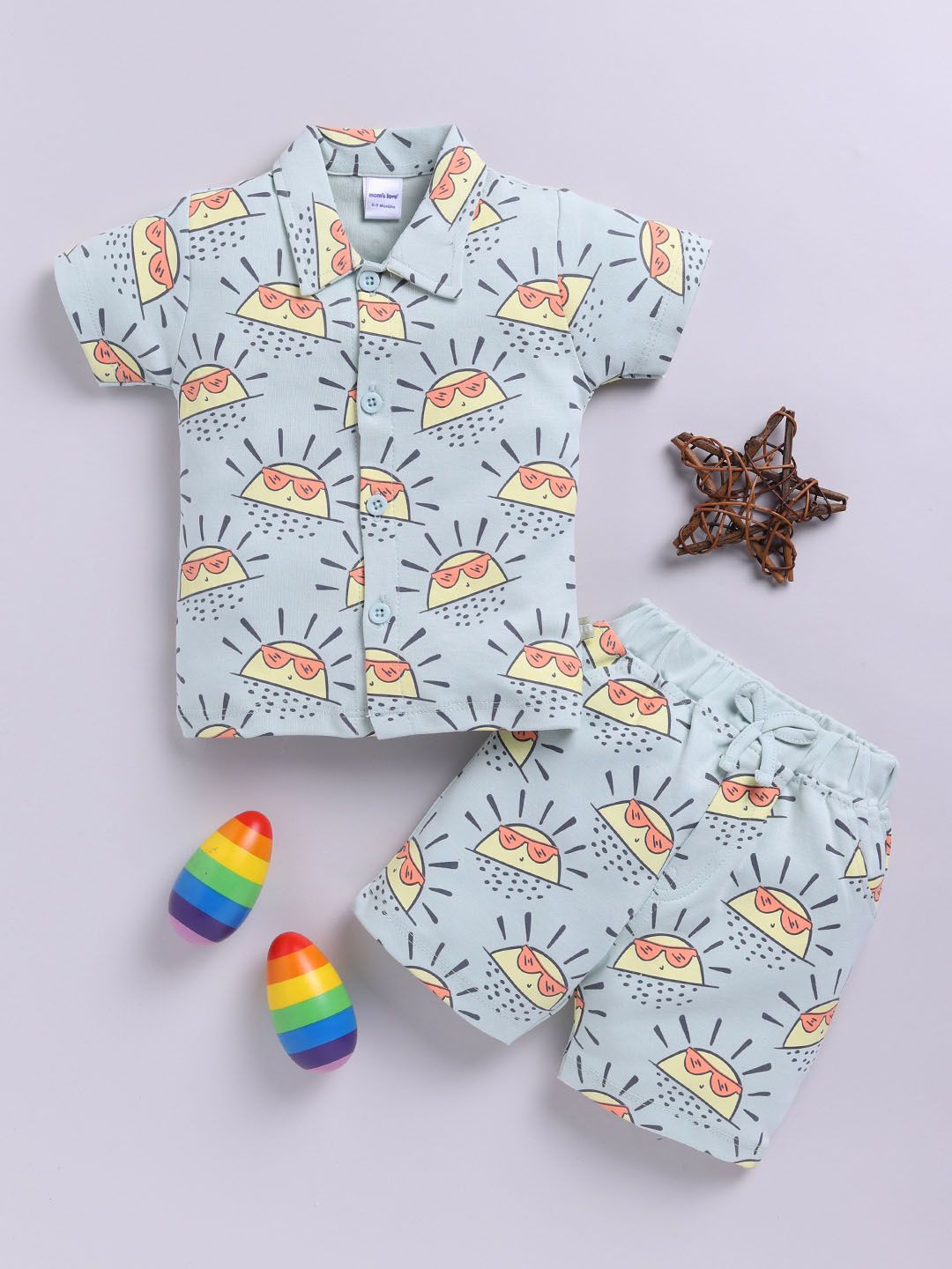 Moms Love Infant Boys Conversational Printed Pure Cotton Clothing Set