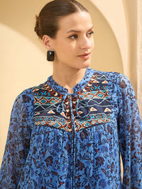 Antheaa Women Embroidered Floral Printed Top