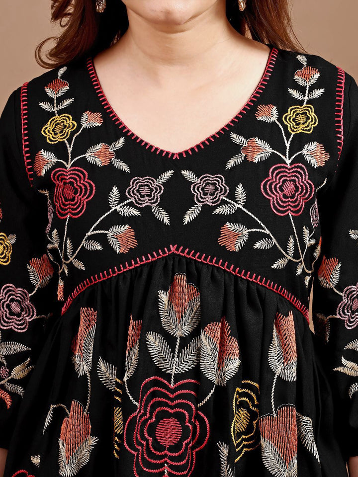 Tikhi Imli Floral Embroidered V-Neck Tunic With Trousers
