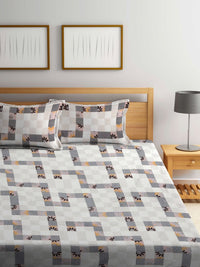 Myntra Elegant Homes Off White & Black Geometric Printed Dilengkapi 300 TC King Bedsheet dengan 2 Sarung Bantal