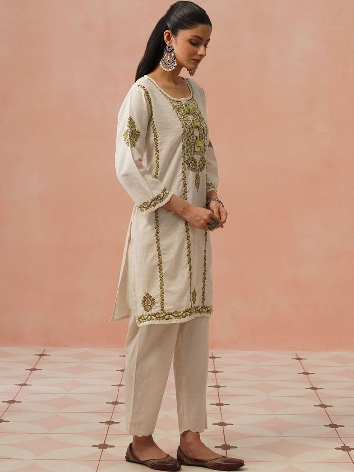 Kurta Sulam Benang Sulam Wanita Rumah Chikankari