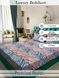 Myntra Elegant Homes Multicolor 300 TC Super King Double Bedsheet dengan 2 Sarung Bantal