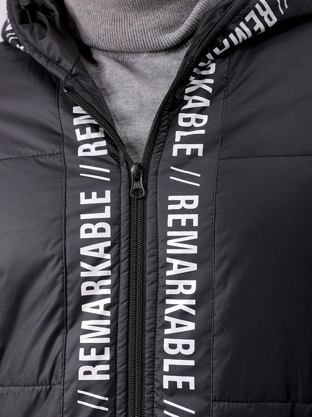The Indian Garage Co Men Hooded Typography Printed Puffer Jacket