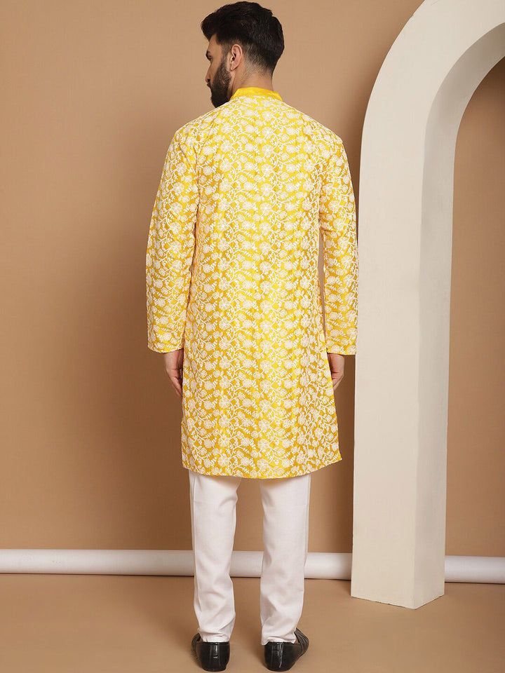 Anouk Floral Embroidered Regular Silk Straight Thread Work Kurta with Churidar