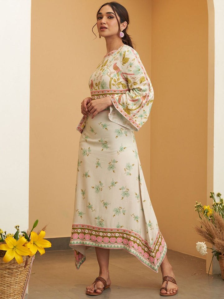 Rustorange Women Floral Print A-Line Midi Dress