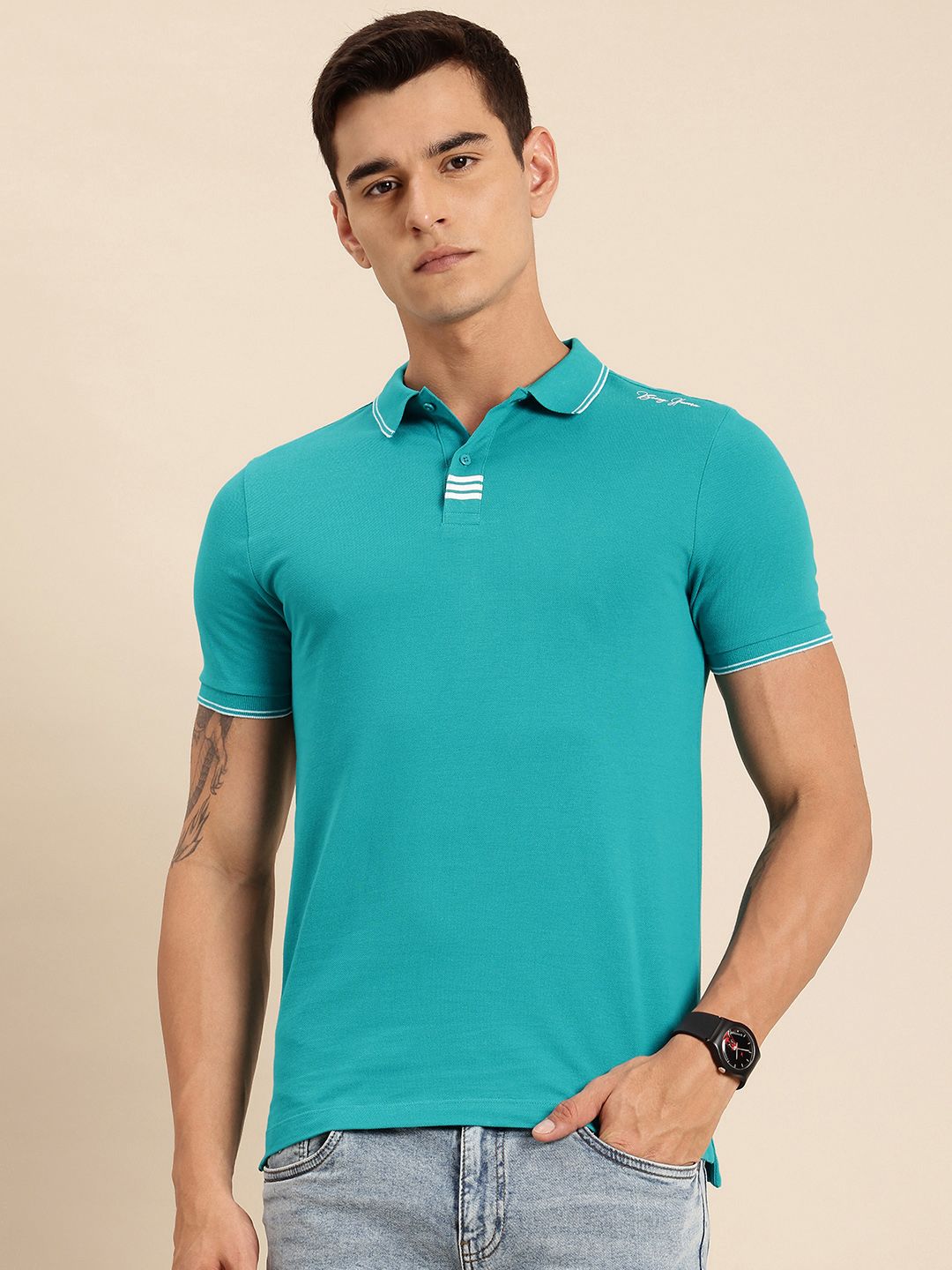 Being Human Polo Collar Pure Cotton T-shirt