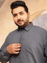 SOJANYA PLUS Shirt Collar Pathani Kurta With Pyjama