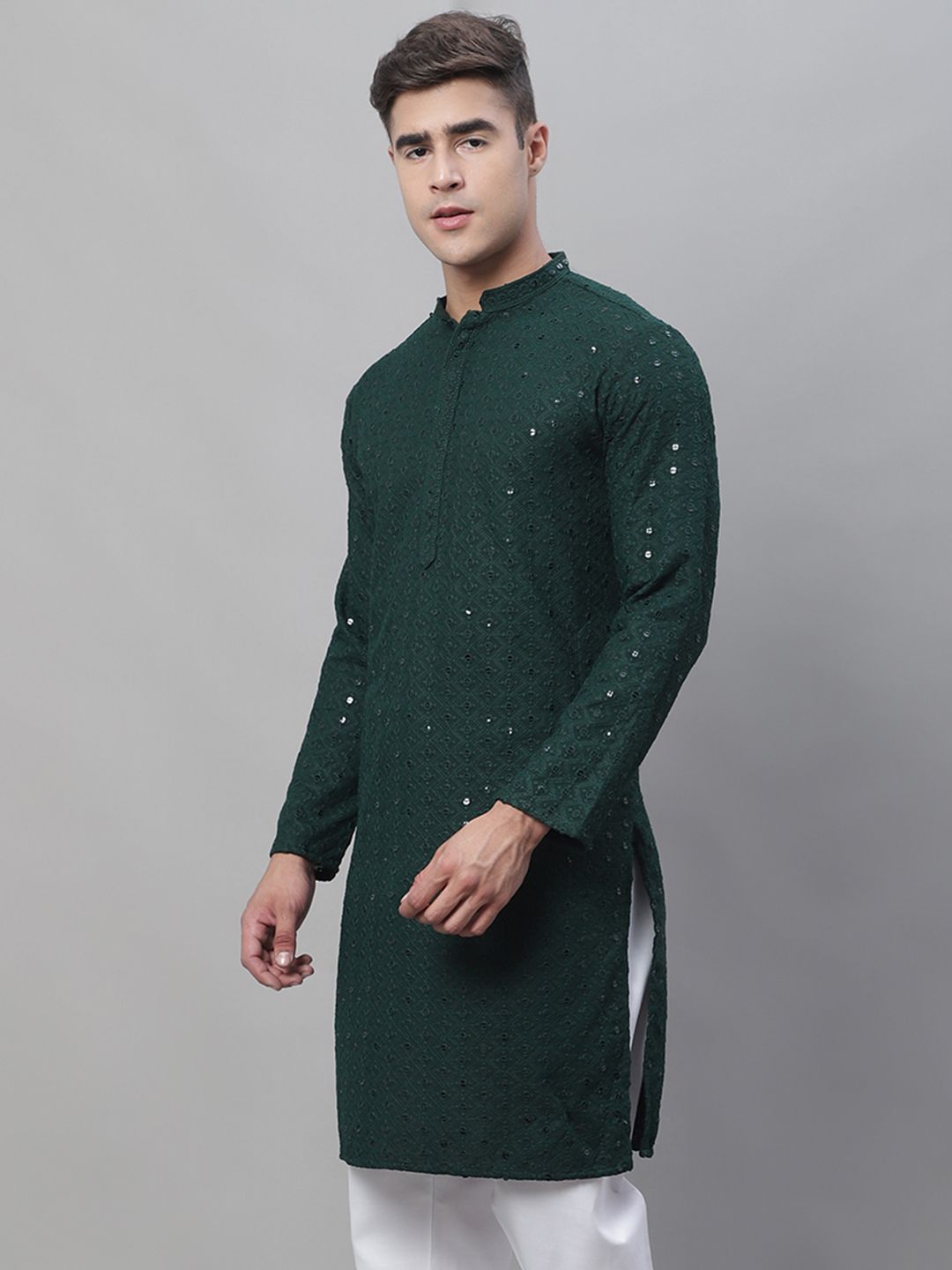 SOJANYA Motif Etnik Sulam Kurta Kapas Tulen
