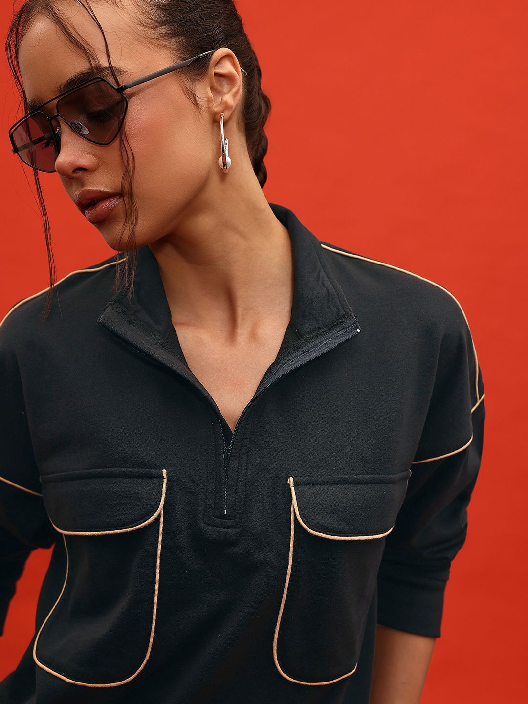 DressBerry Contrast Detail Sweatshirt