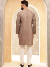 Anouk Brown Geometric Sequence Band Collar Straight Kurta