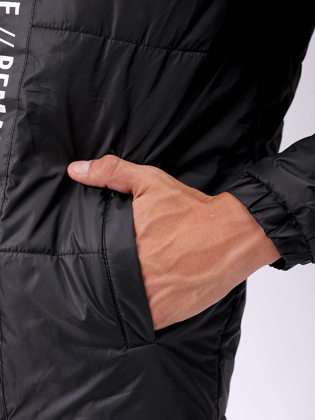 The Indian Garage Co Men Hooded Typography Printed Puffer Jacket