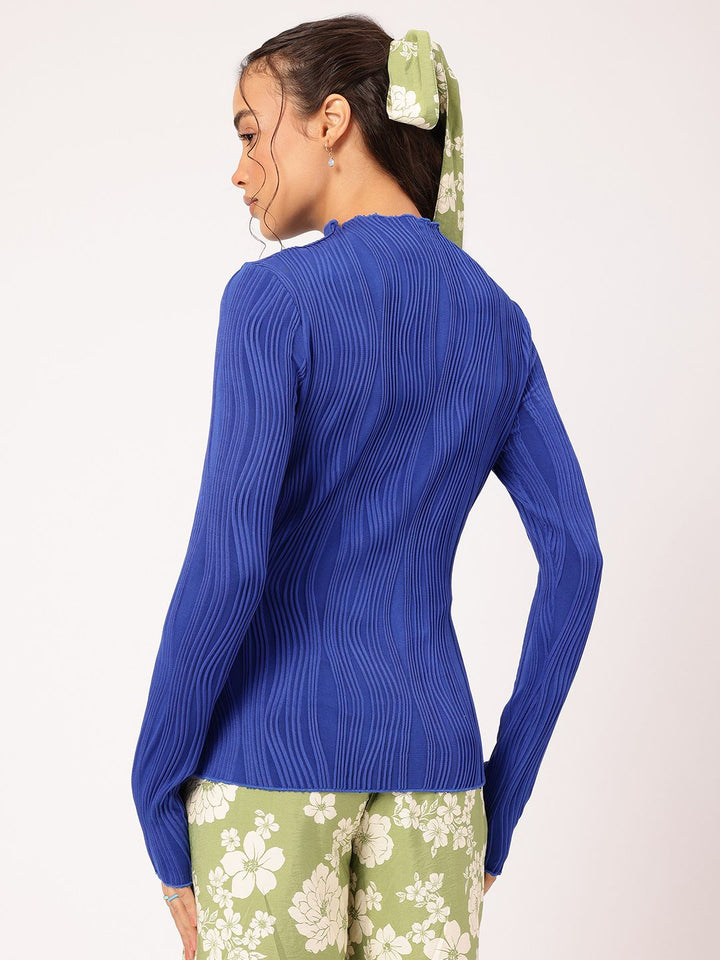 DressBerry Plisse Perfection Textured Fitted Top
