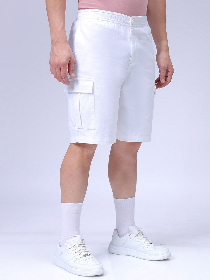 The Indian Garage Co Men Relaxed Fit Pure Cotton Utility Cargo Shorts