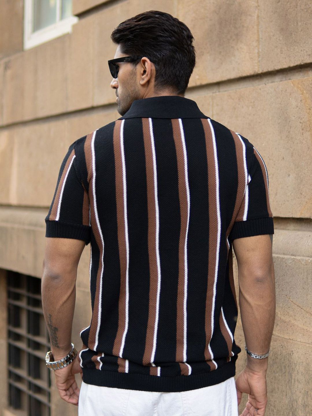 Powerlook Men Striped Polo Collar T-shirt