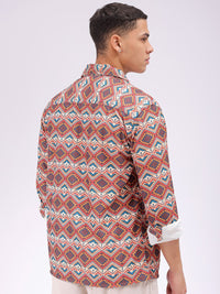 The Indian Garage Co Men Spread Collar Geometric Printed Casual Shirt