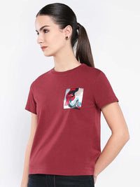 Rareism Wanita Grafik T-Shirt Leher Pusingan Dicetak