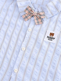 YK Kids Striped Pure Cotton Shirt With Shorts Clothing Set