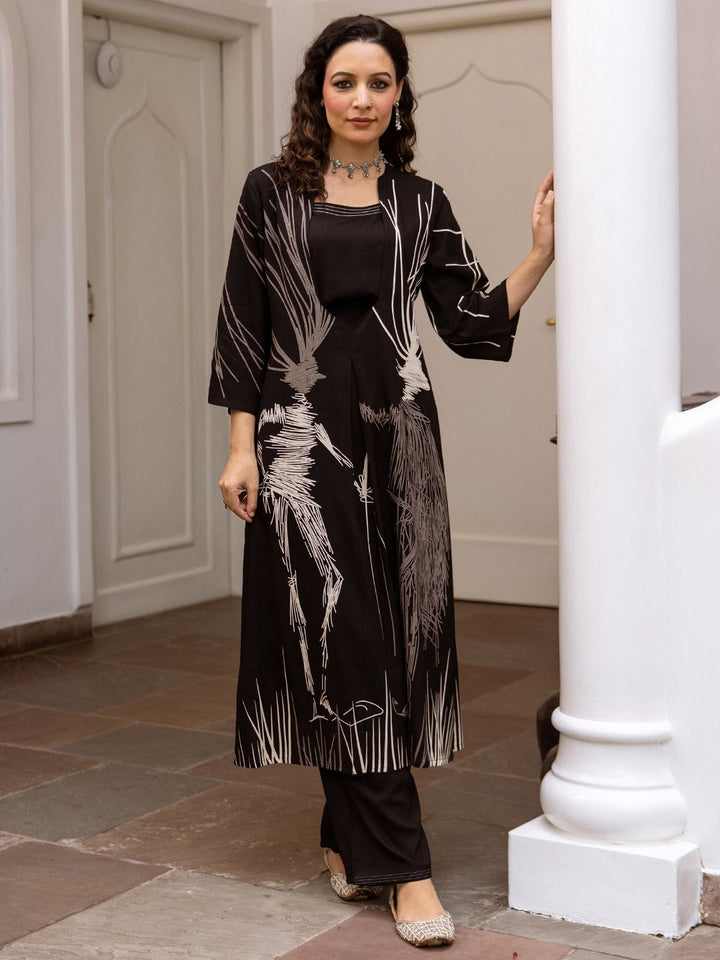 Indo Era Abstract Printed Regular Straight Kurta with Palazzos