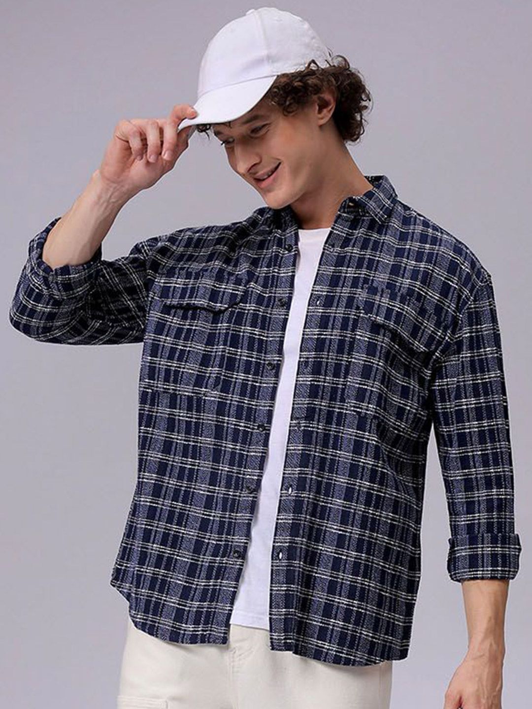 The Indian Garage Co Men Relaxed Fit Textured Checked Resortwear Shirt