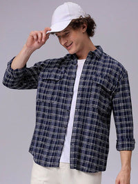 The Indian Garage Co Men Relaxed Fit Textured Checked Resortwear Shirt