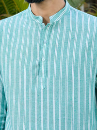 See Designs Men Striped Woven Design Cotton Straight Kurta
