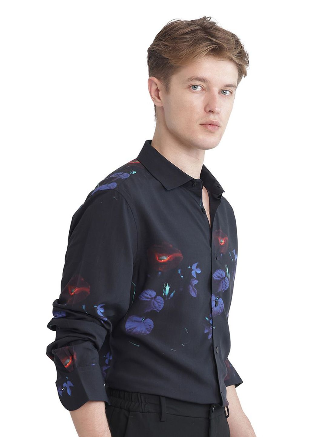 RARE RABBIT Men Comfort Fit  Spread Collar Abstract Printed Casual Shirt